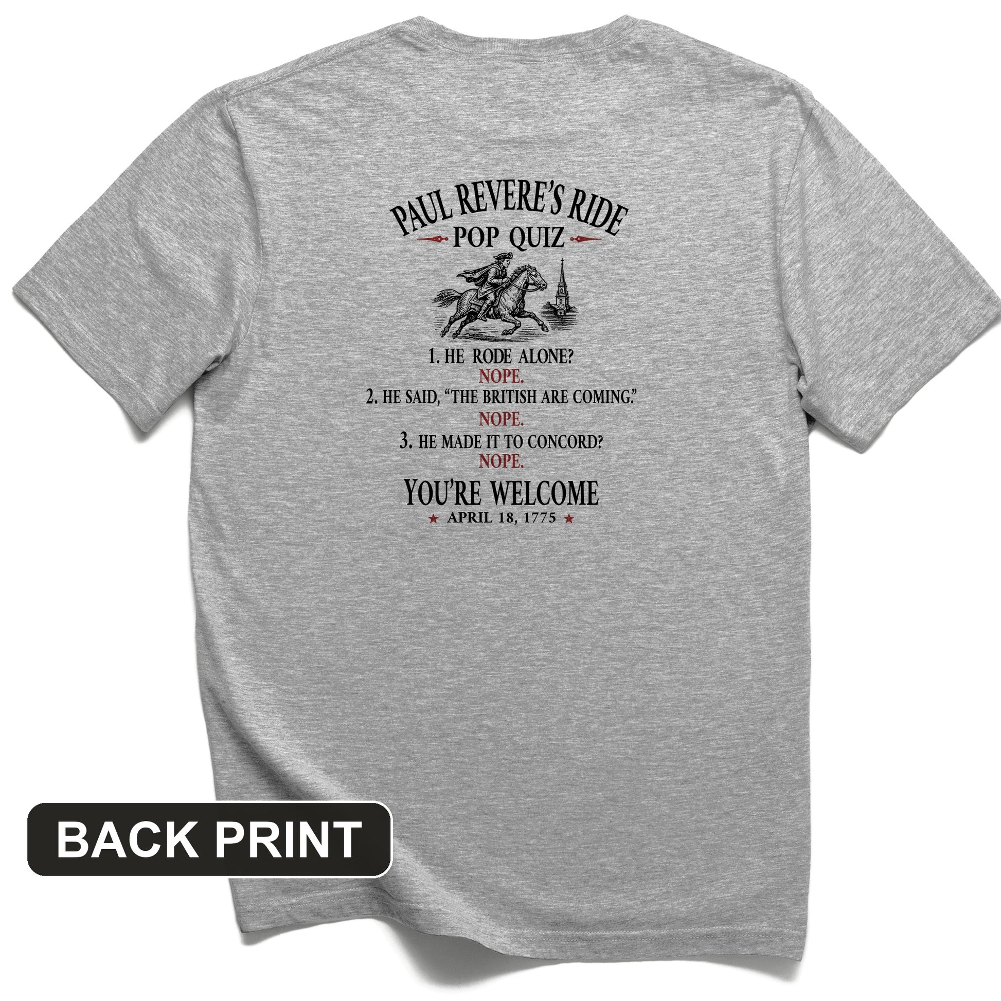 Paul Revere Quiz Back Print T-Shirt