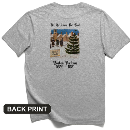 Puritans Banned Xmas Boston Back Print T-Shirt