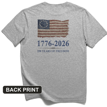 Revolutionary Flag 250 Back Print T-Shirt