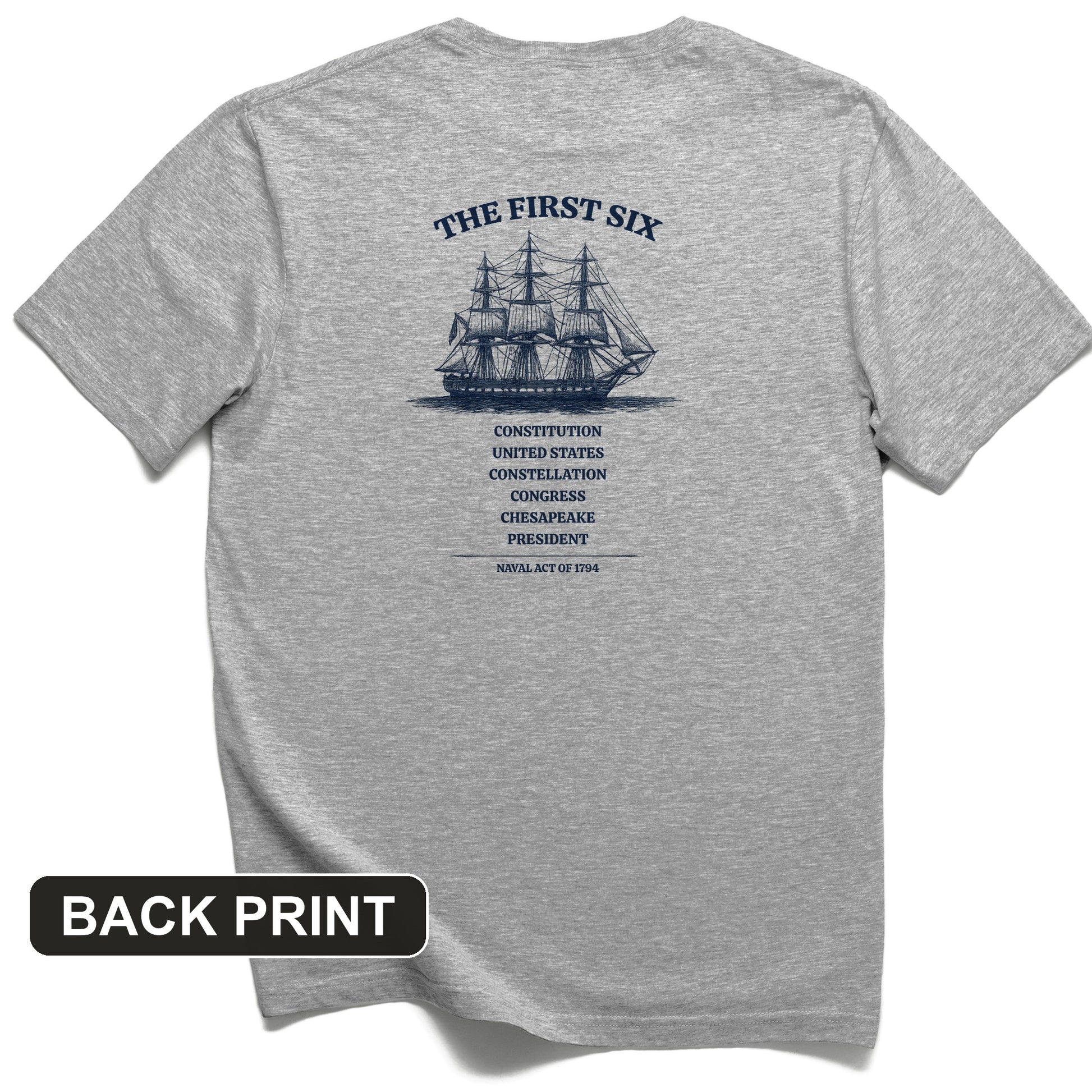 Six Frigates Back Print T-Shirt