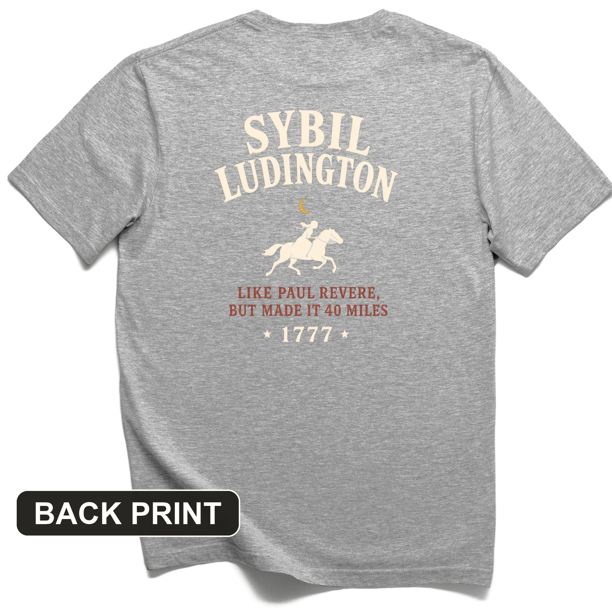 Sybil Ludington Back Print T-Shirt