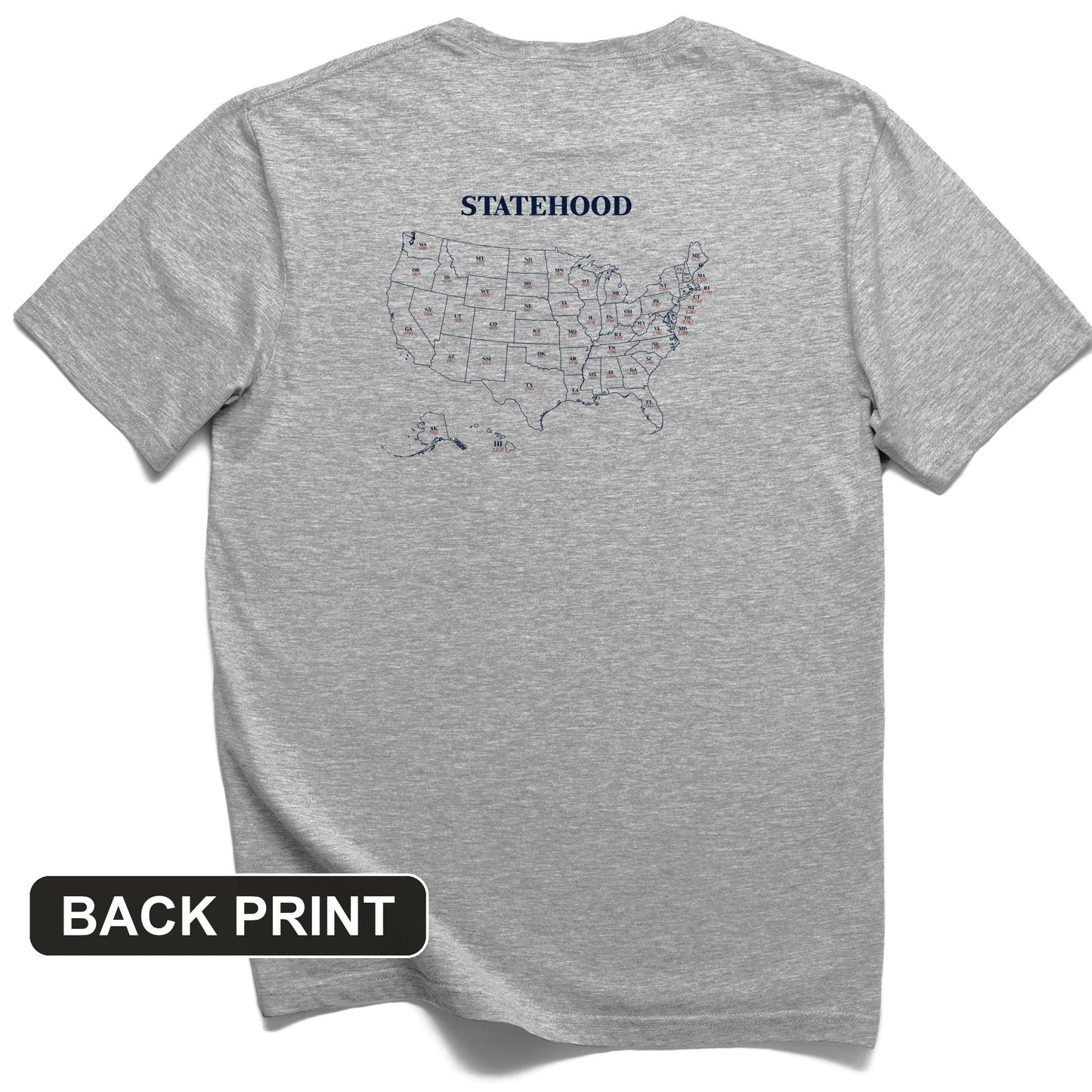 US Statehood Back Print T-Shirt