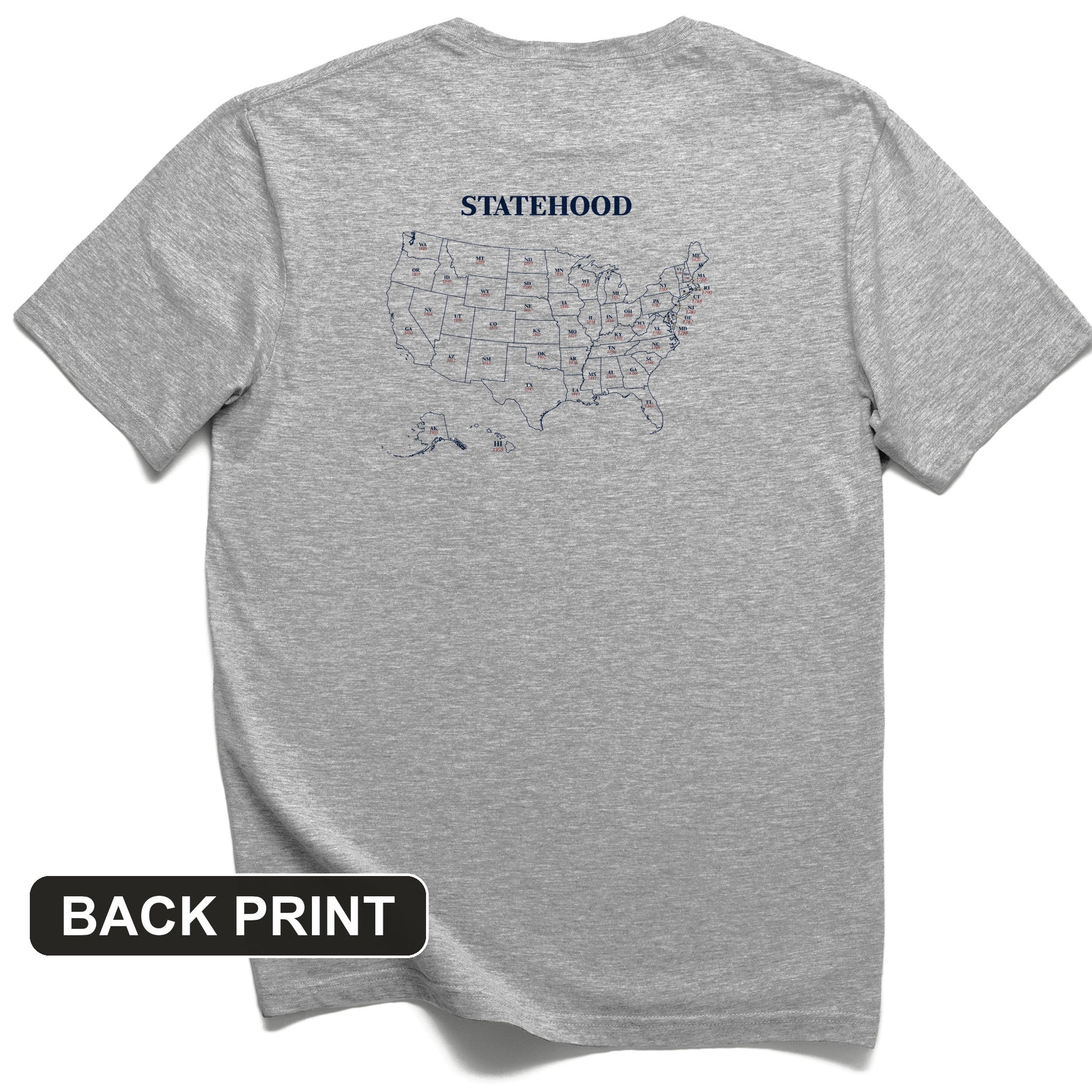 US Statehood Back Print T-Shirt