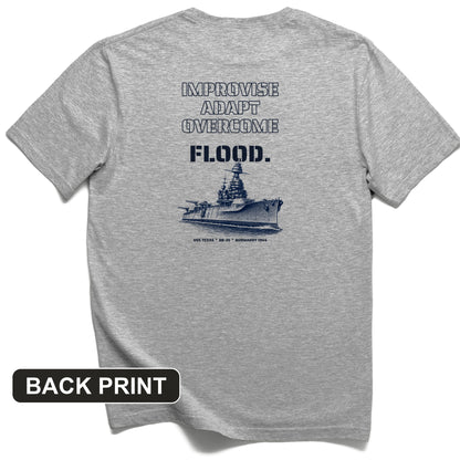 USS Texas - Improvise Adapt Overcome Flood Back Print T-Shirt