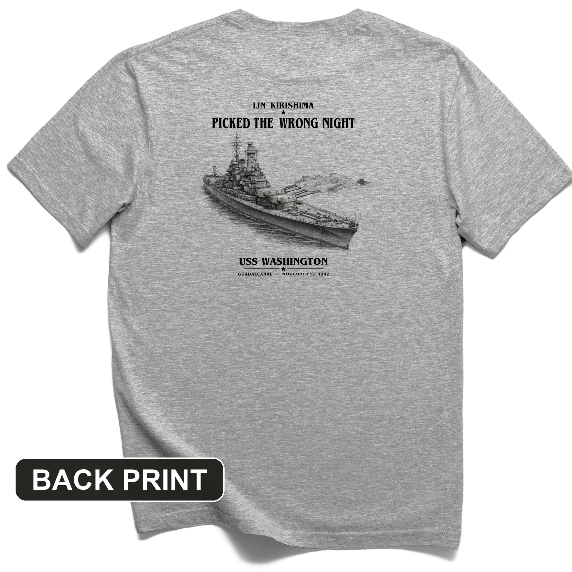 USS Washington at Guadalcanal Back Print T-Shirt