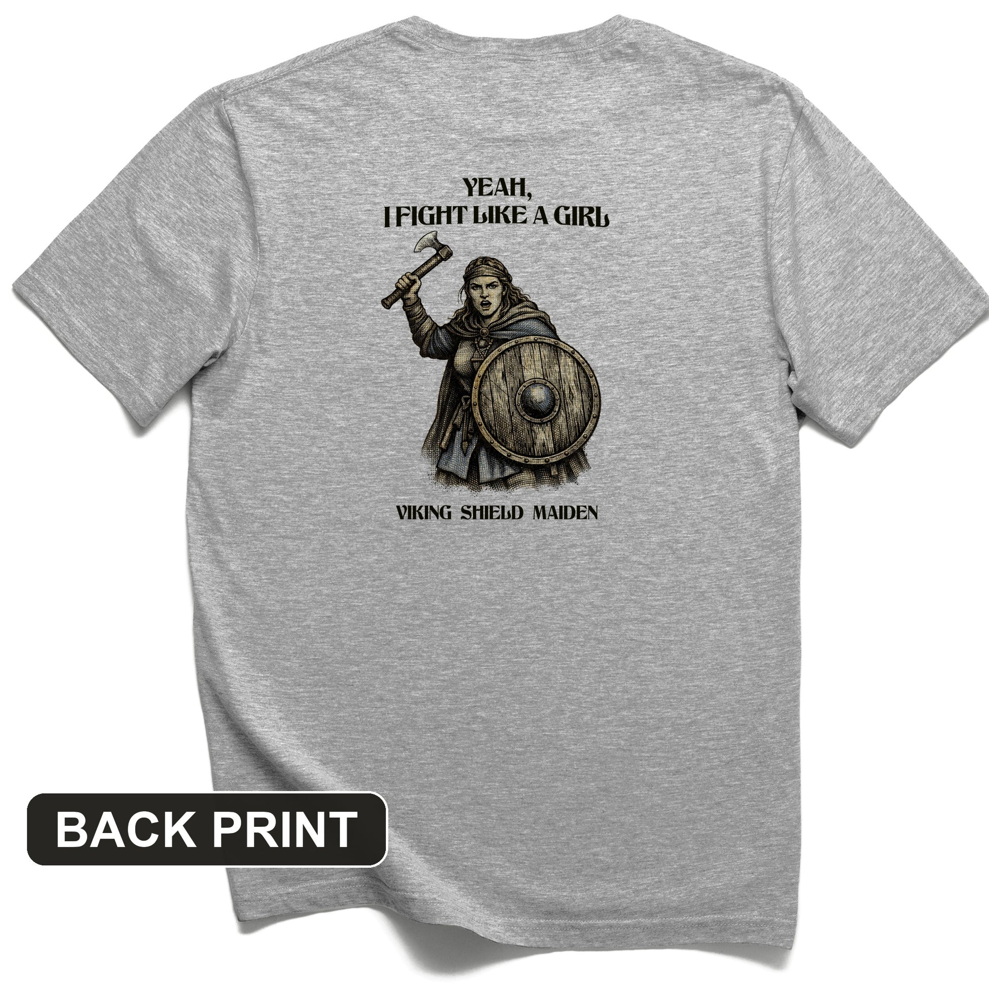 Viking Shield Maiden Back Print T-Shirt