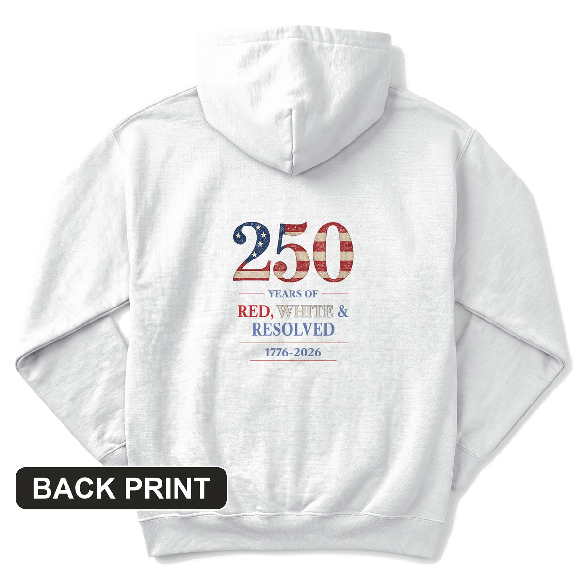 250 Red White and Resolved Back Print Hoodie