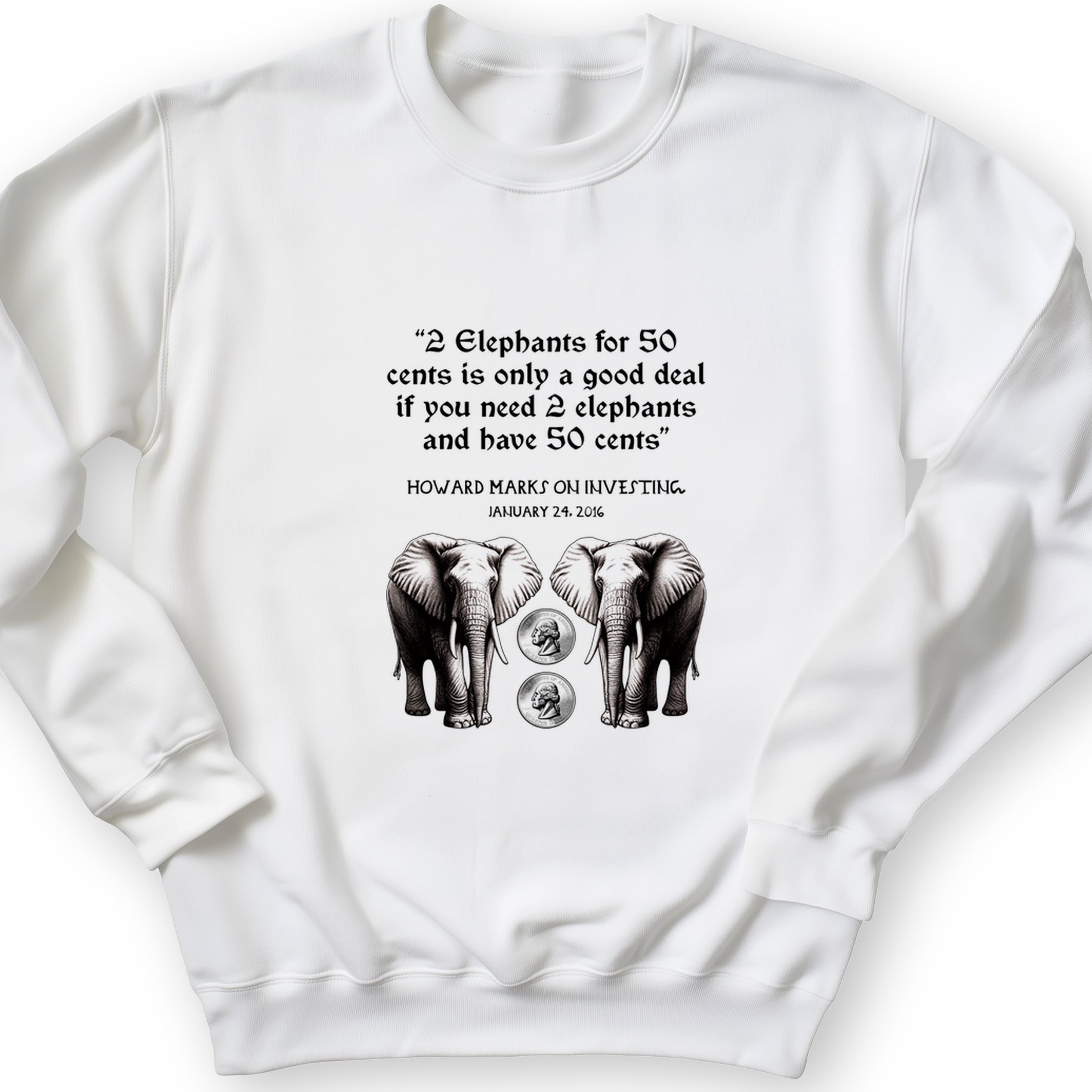 2 Elephants for 50 Cents Crewneck