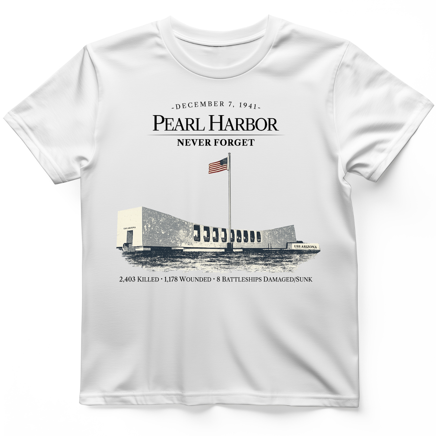 Pearl Harbor - Never Forget T-Shirt White / S