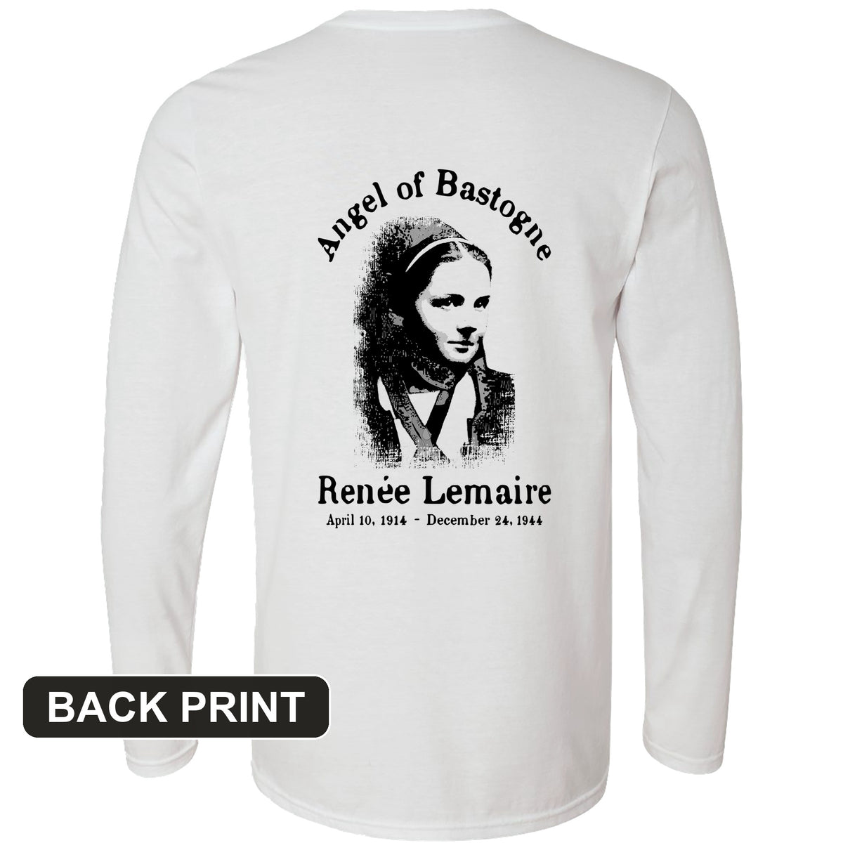 Angel of Bastogne Back Print Long Sleeve T-Shirt