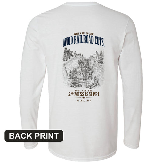 Avoid Railroad Cuts Back Print Long Sleeve T-Shirt