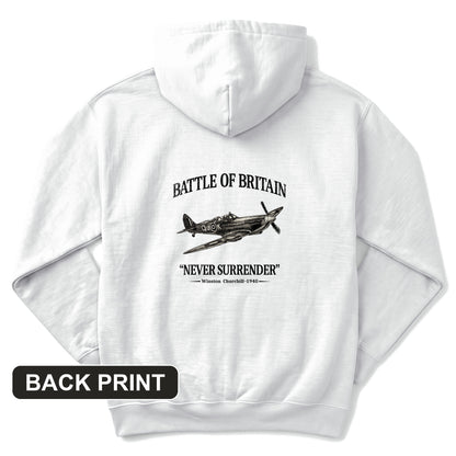 Battle of Britain Never Surrender Back Print Hoodie
