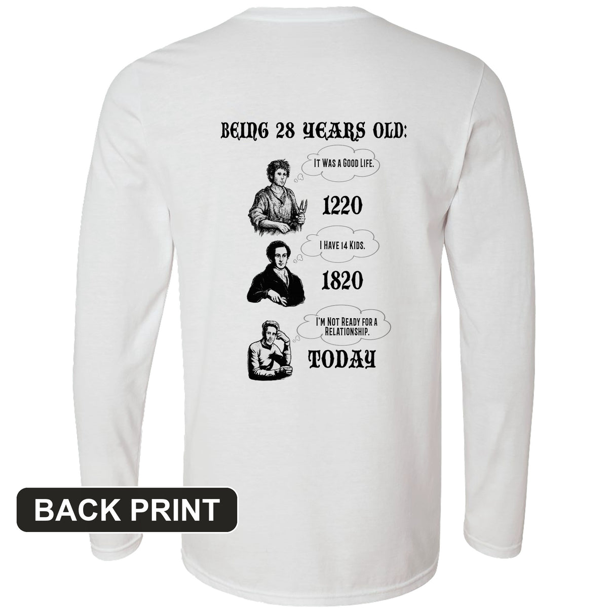 Being 28 Today Back Print Long Sleeve T-Shirt