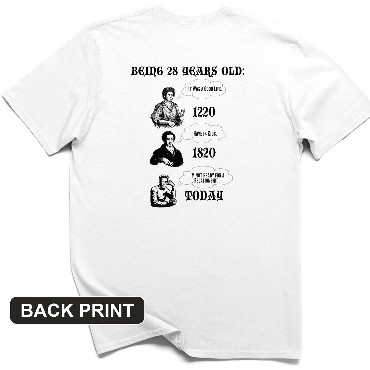 Being 28 Today Back Print T-Shirt