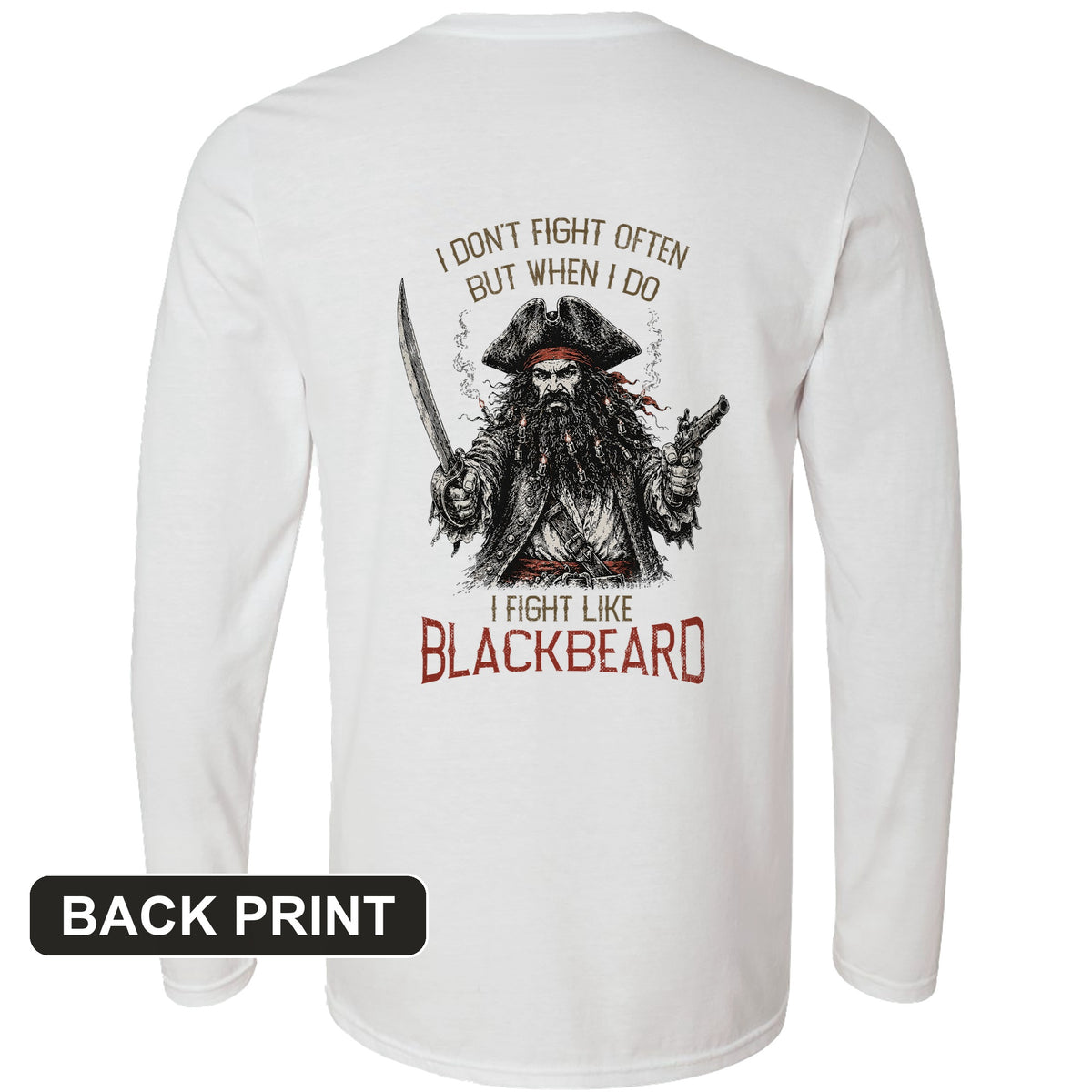 Blackbeard Back Print Long Sleeve T-Shirt