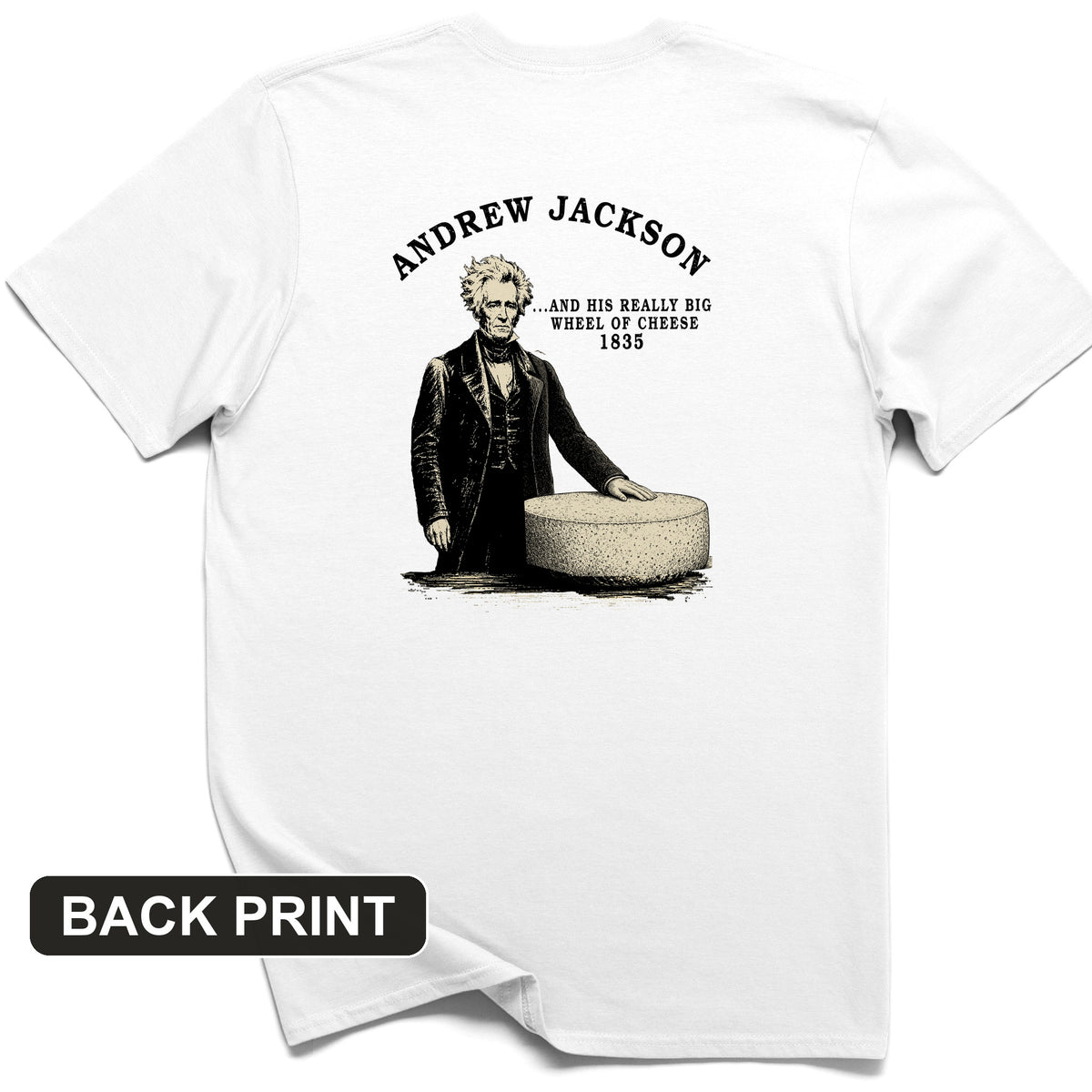 Cheese Wheel Back Print T-Shirt