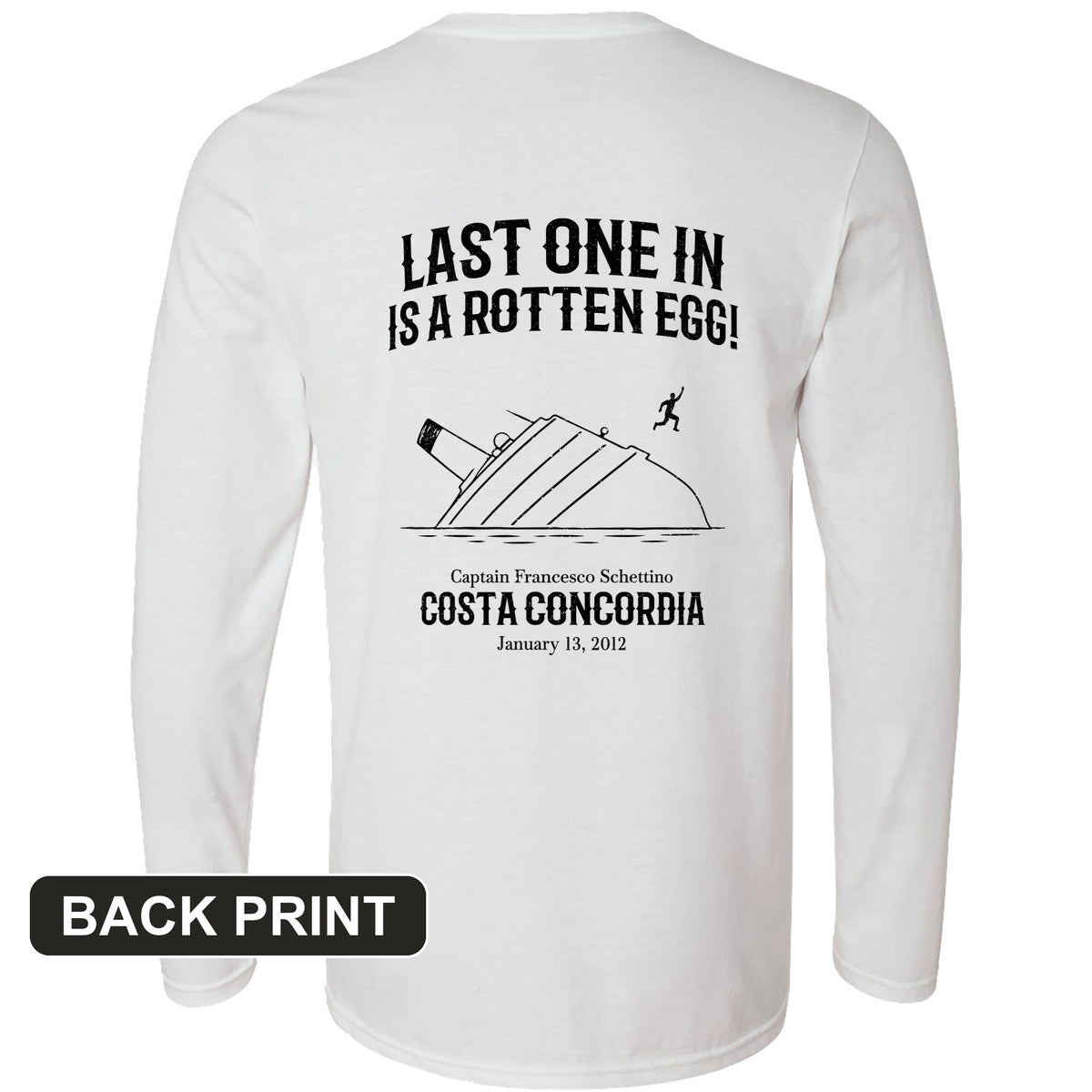 Costa Concordia Back Print Long Sleeve T-Shirt