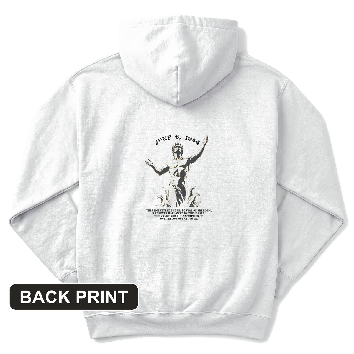 Dday Statue Back Print Hoodie