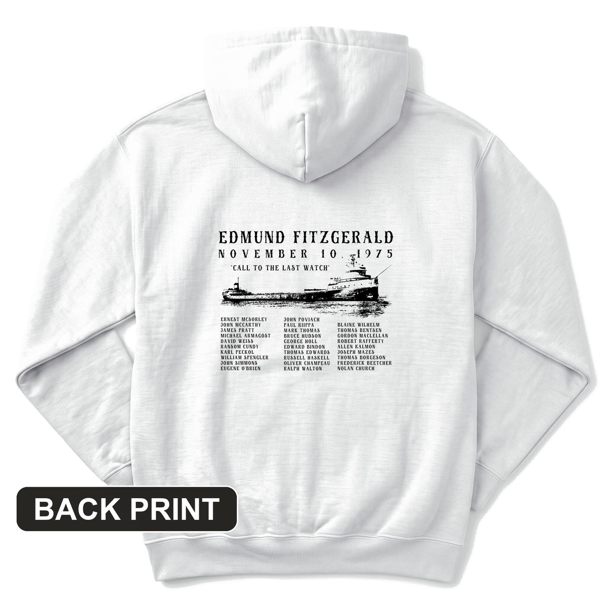 Edmund Fitzgerald Back Print Hoodie
