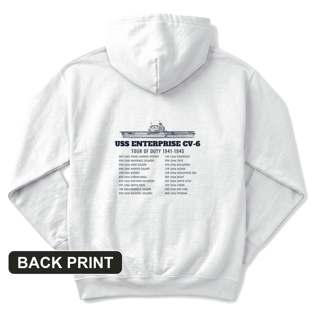 Enterprise Tour Of Duty Back Print Hoodie