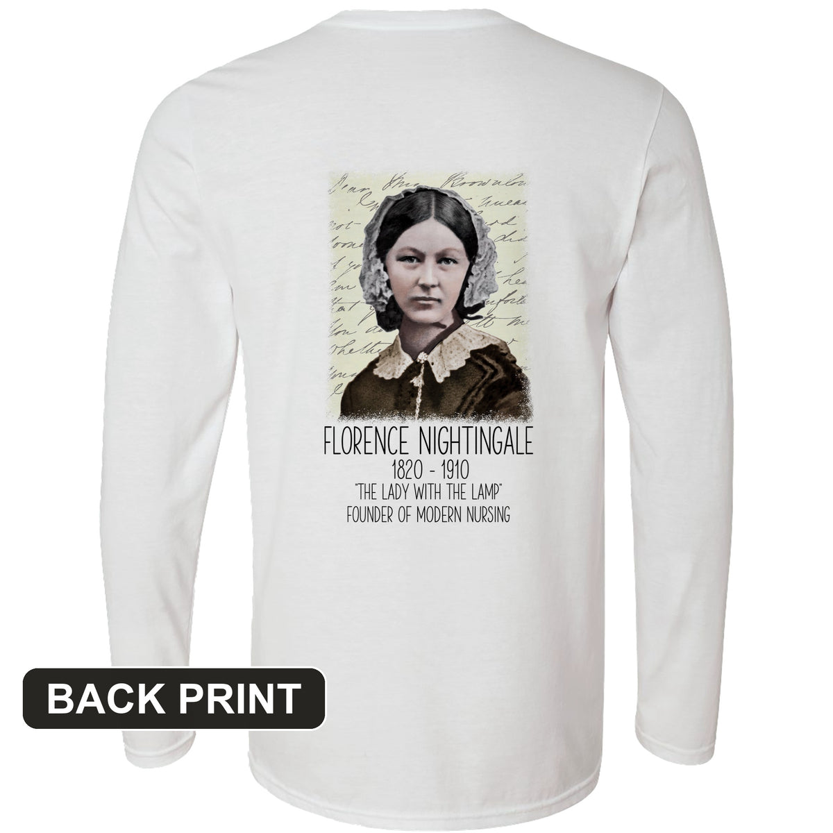 Florence Nightingale Back Print Long Sleeve T-Shirt