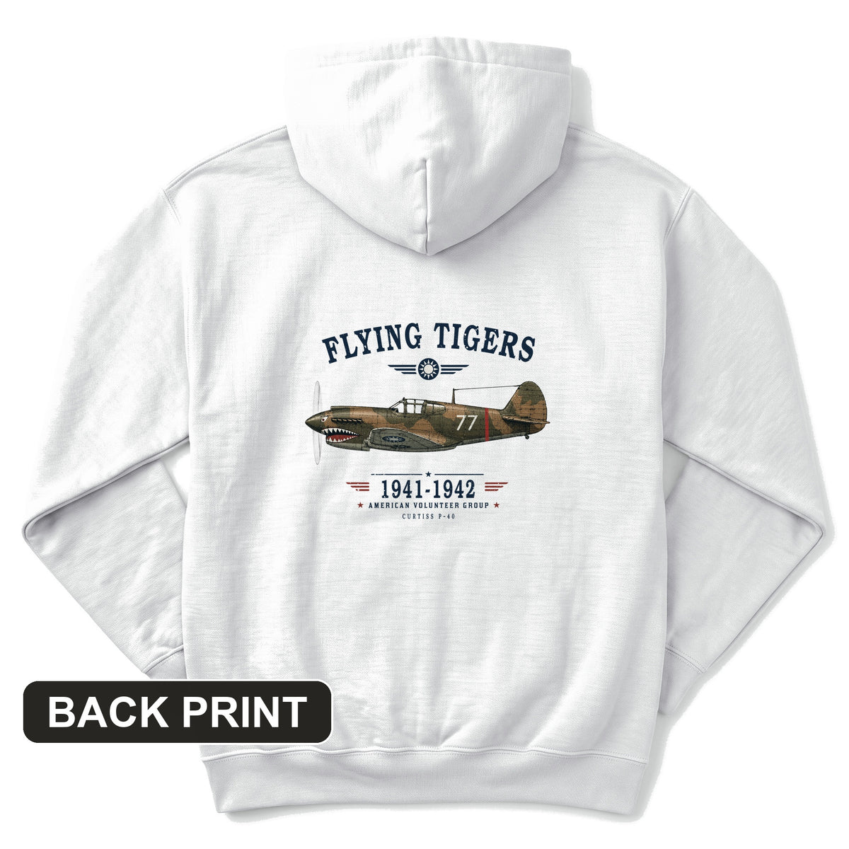 Flying Tigers Back Print Hoodie