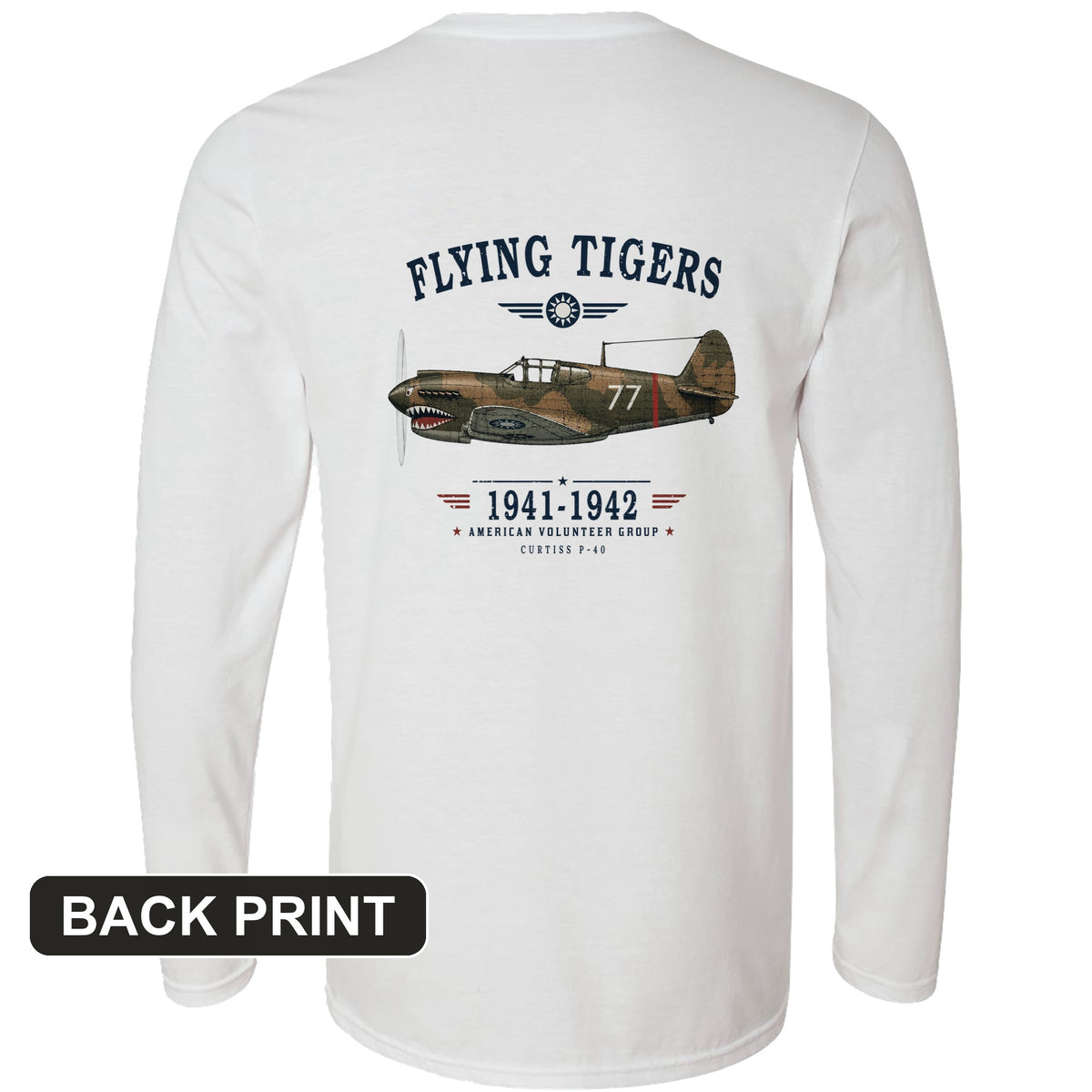 Flying Tigers Back Print Long Sleeve T-Shirt