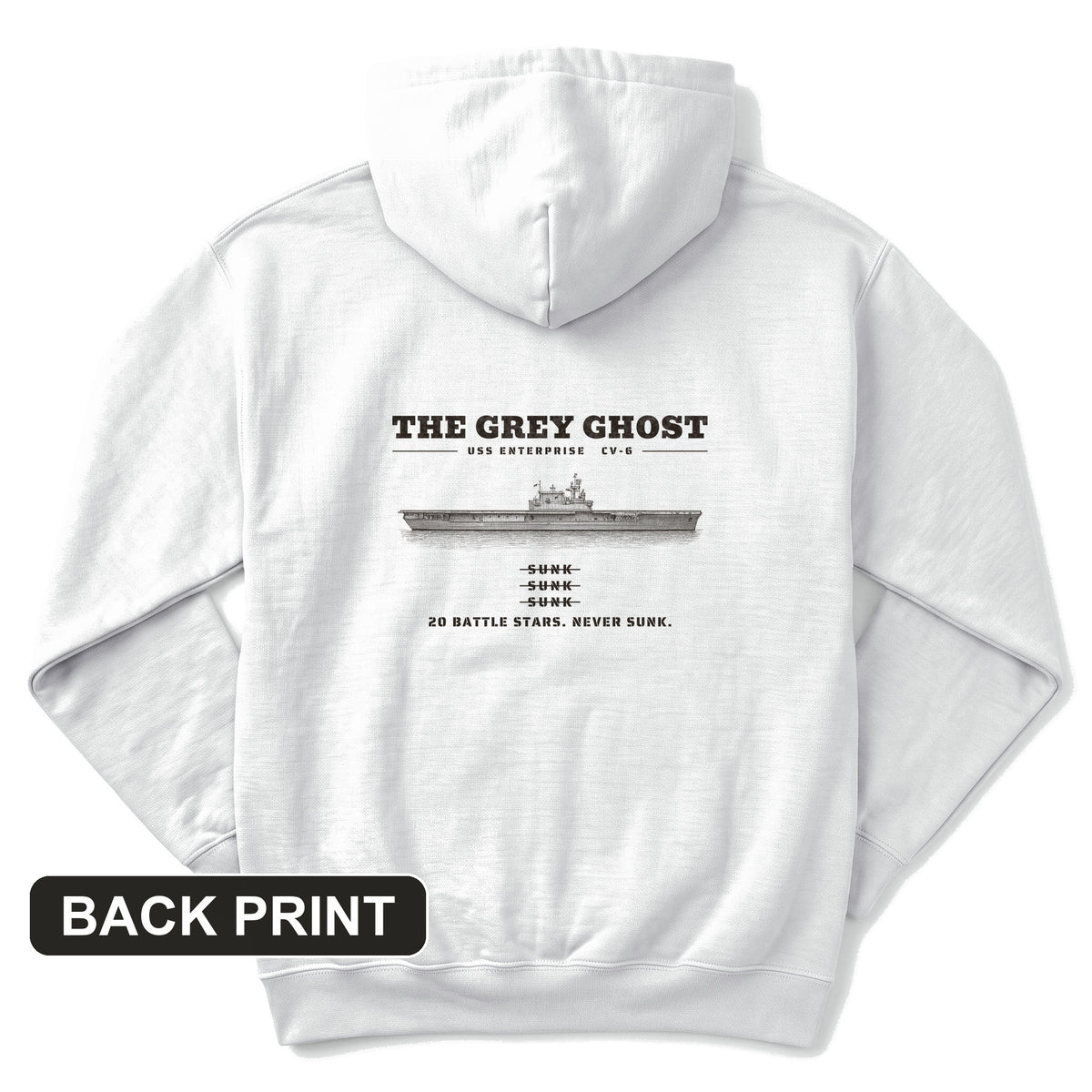 Grey Ghost Back Print Hoodie