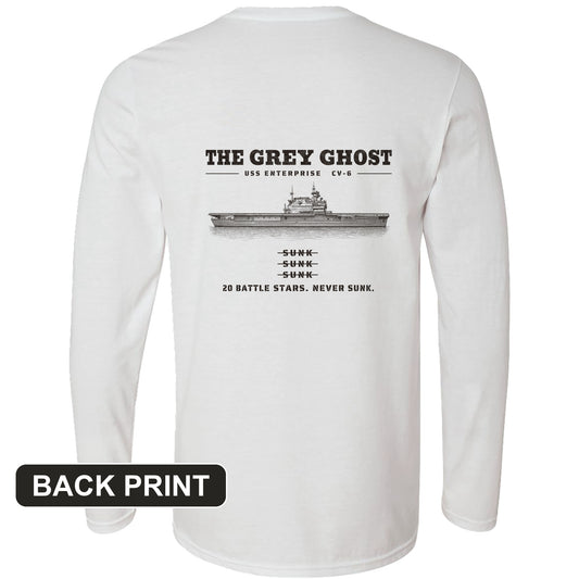 Grey Ghost Back Print Long Sleeve T-Shirt