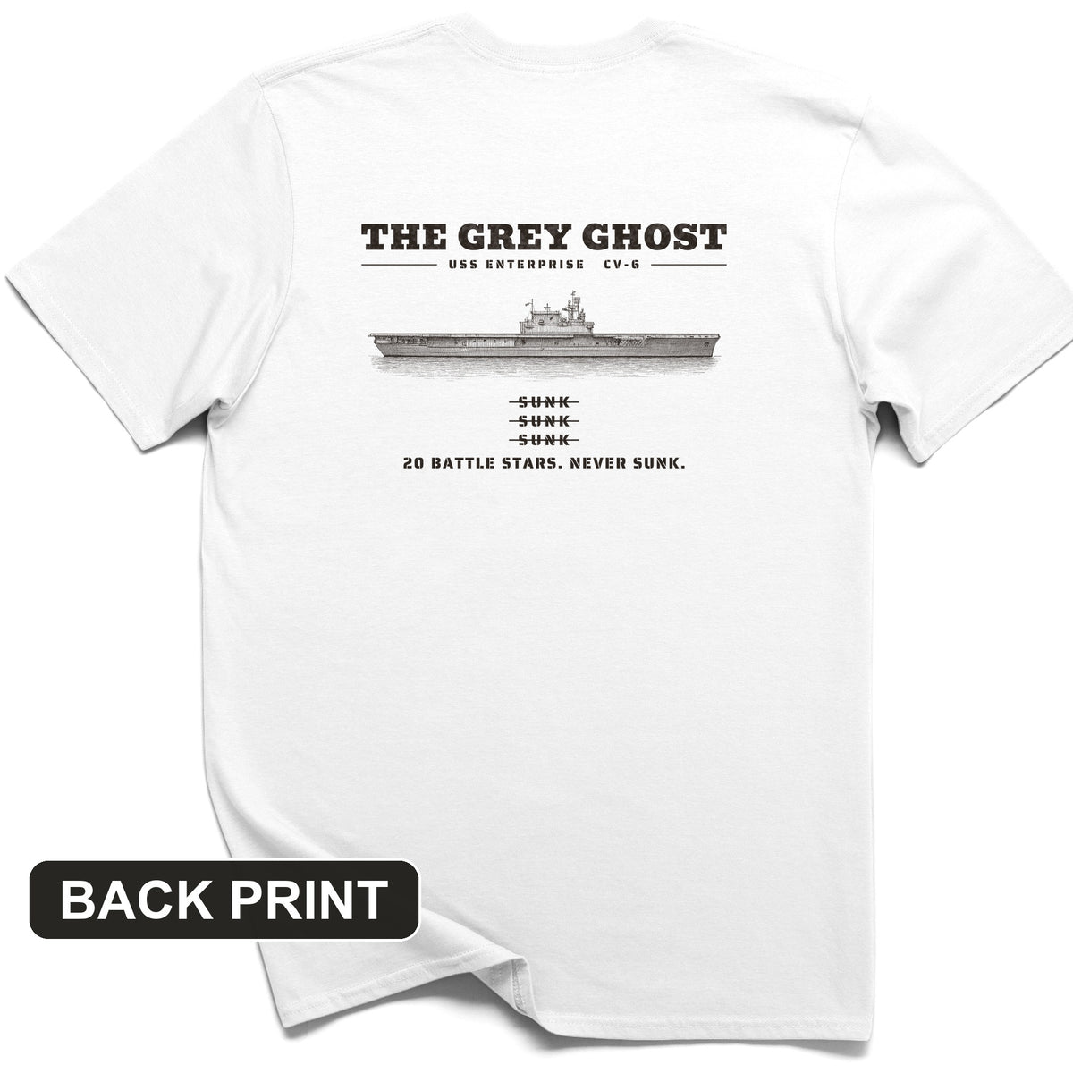 Grey Ghost Back Print T-Shirt