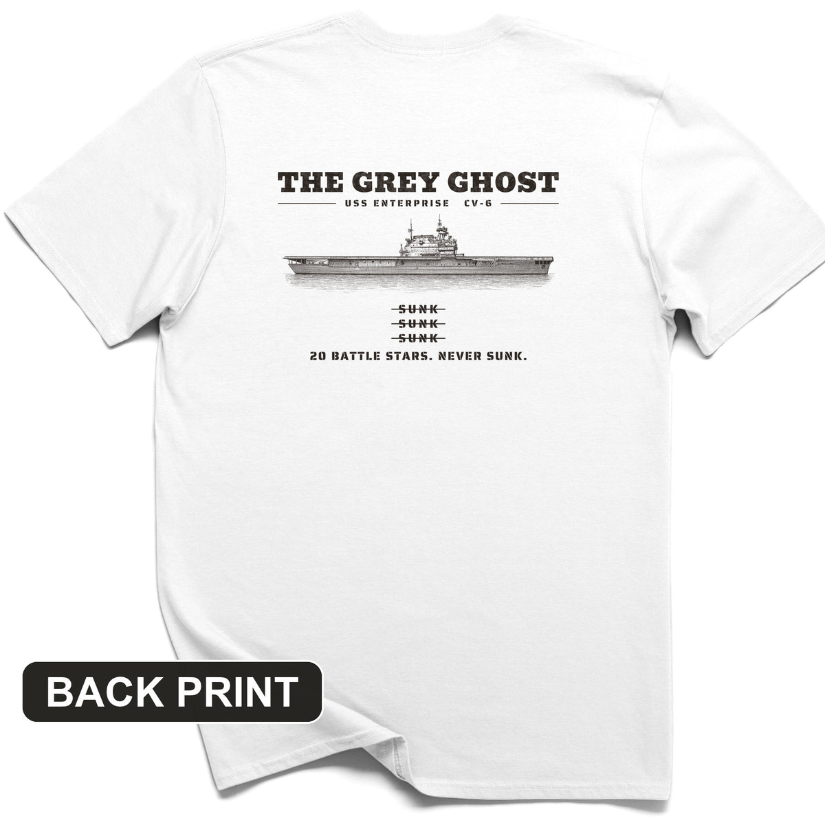 Grey Ghost Back Print T-Shirt