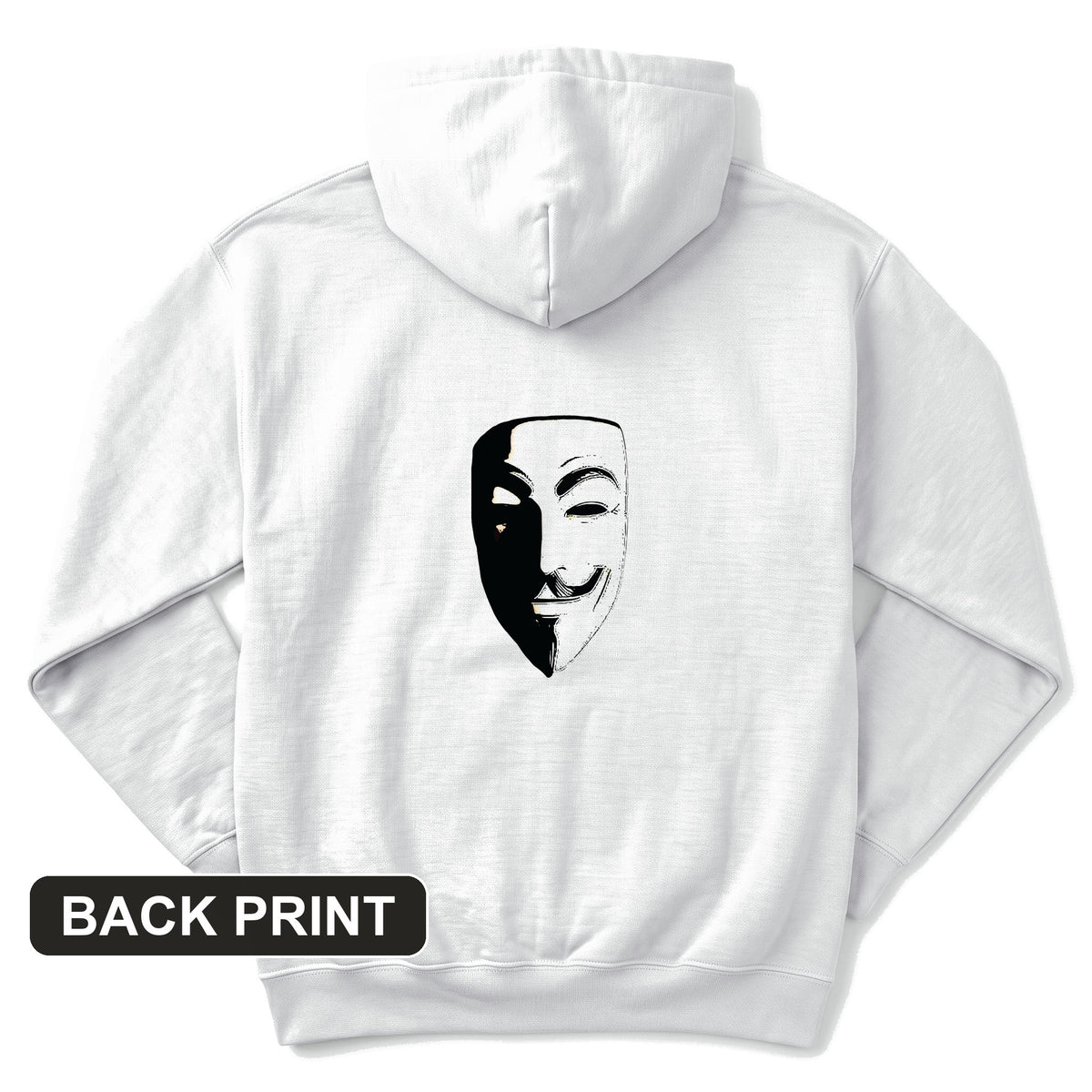 Guy Fawkes Mask Back Print Hoodie