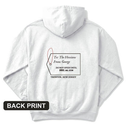 Hessians Gift Tag Trenton 1776 Back Print Hoodie