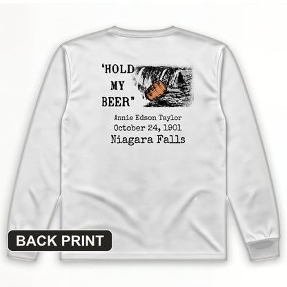Hold My Beer Back Print Long Sleeve T-Shirt