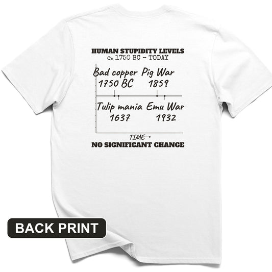 Human Stupidity Levels Back Print T-Shirt
