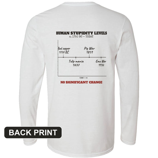 Human Stupidity Levels Back Print Long Sleeve T-Shirt