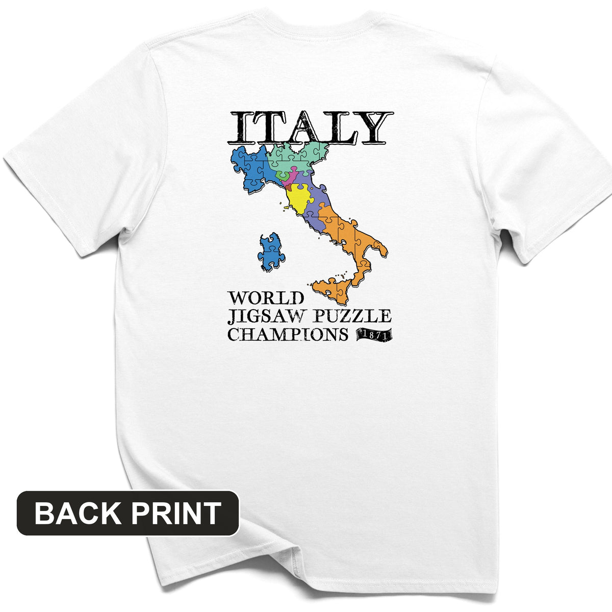 Italy Jigsaw Puzzle Back Print T-Shirt