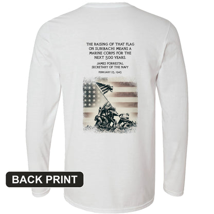 Iwo Jima Flag Back Print Long Sleeve T-Shirt