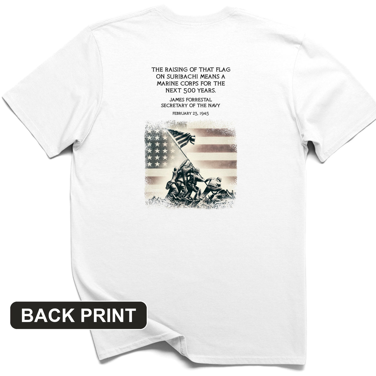 Iwo Jima Flag Back Print T-Shirt