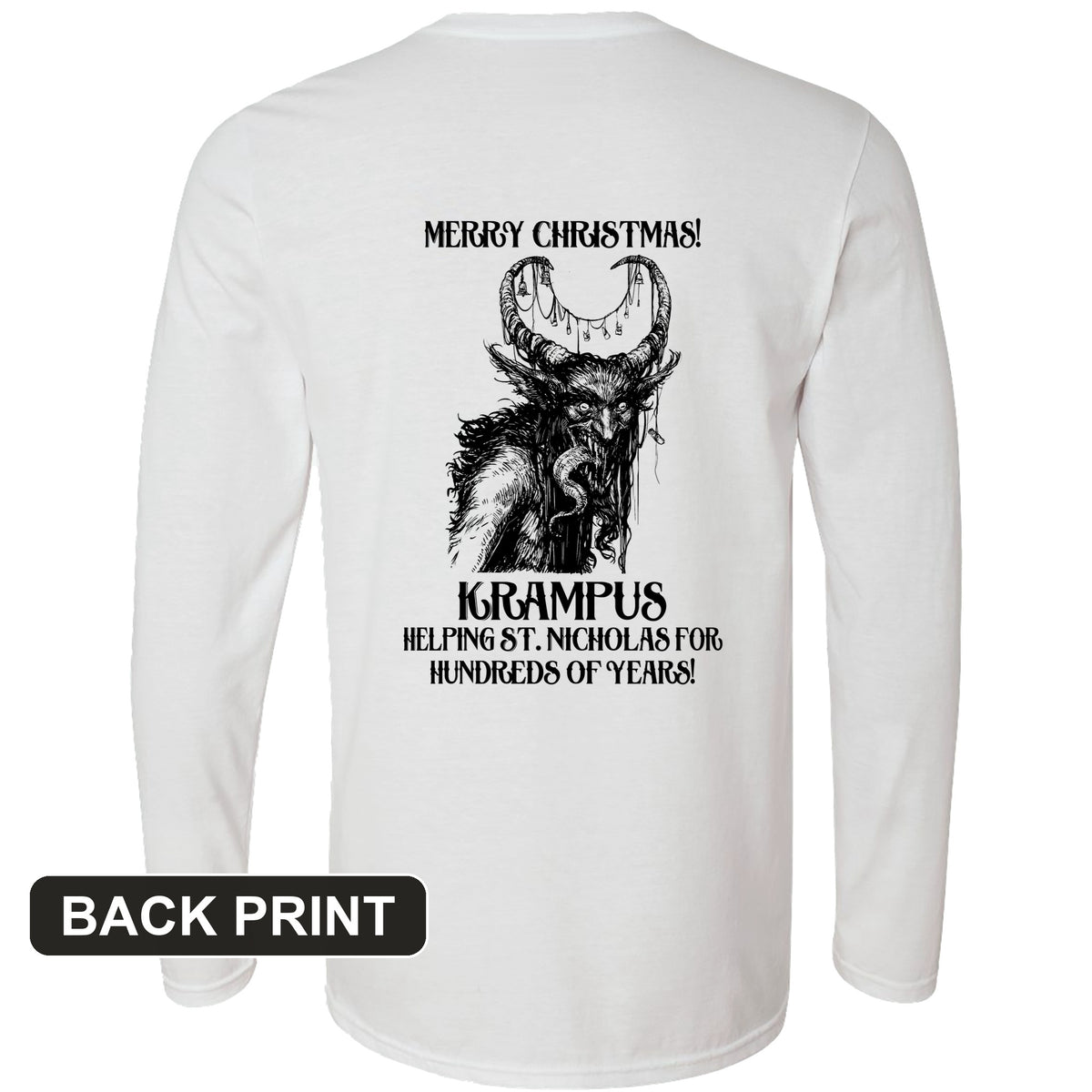 Krampus Back Print Long Sleeve T-Shirt