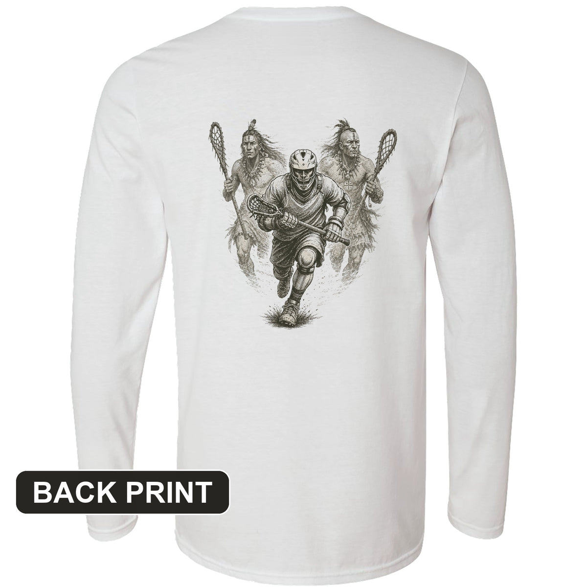 Lacrosse Back Print Long Sleeve T-Shirt