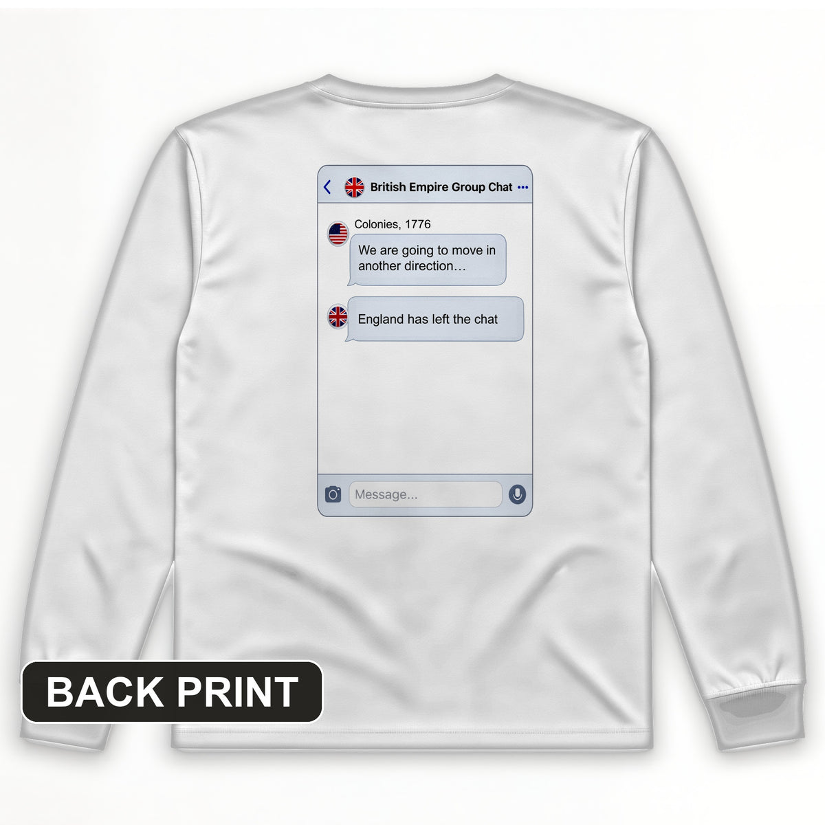 Left the Chat Back Print Long Sleeve T-Shirt