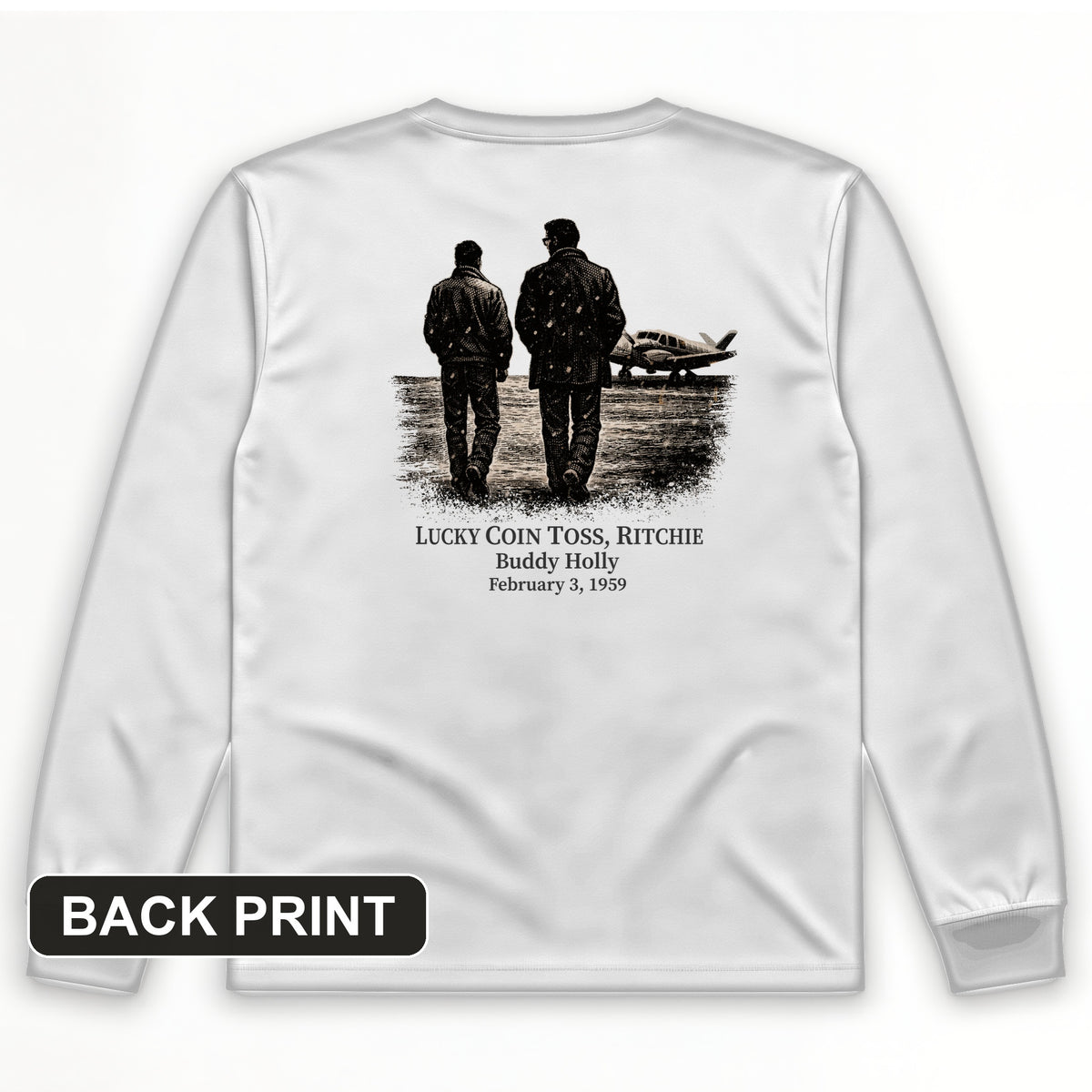 Lucky Coin Toss Back Print Long Sleeve T-Shirt