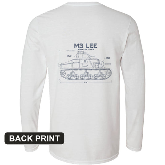 M3 Lee Blueprint Back Print Long Sleeve T-Shirt