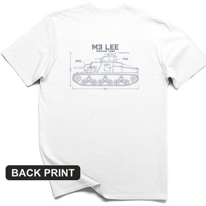 M3 Lee Blueprint Back Print T-Shirt