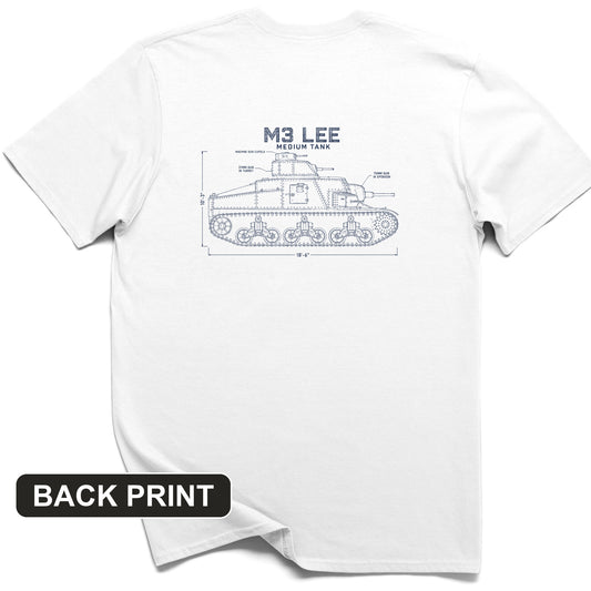M3 Lee Blueprint Back Print T-Shirt