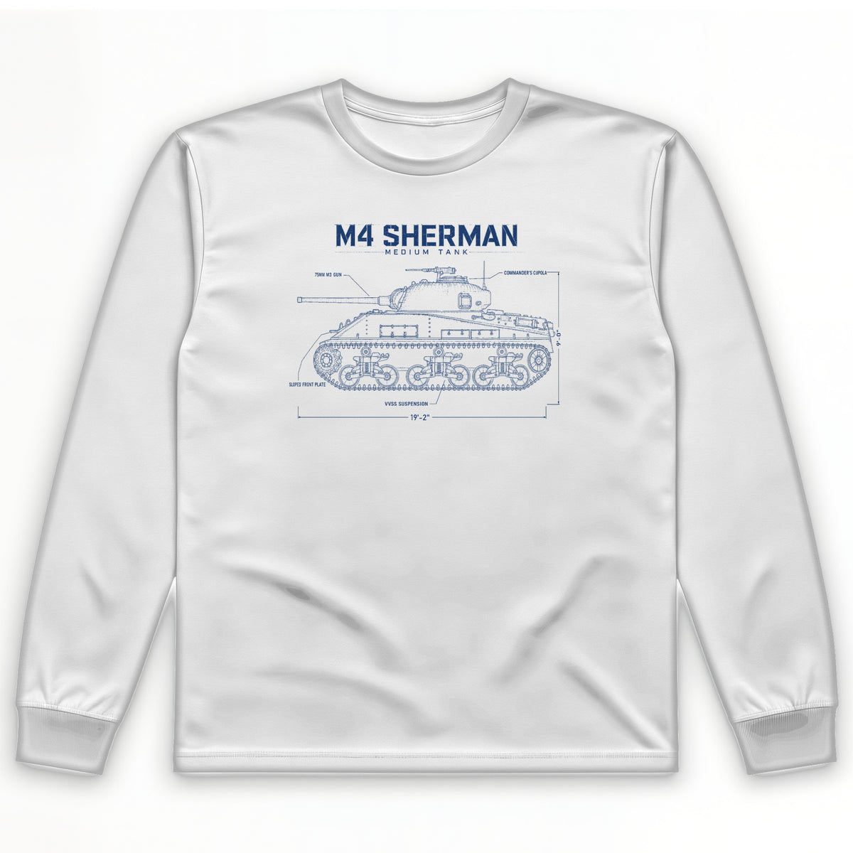 M4 Sherman Blueprint Long Sleeve T-Shirt