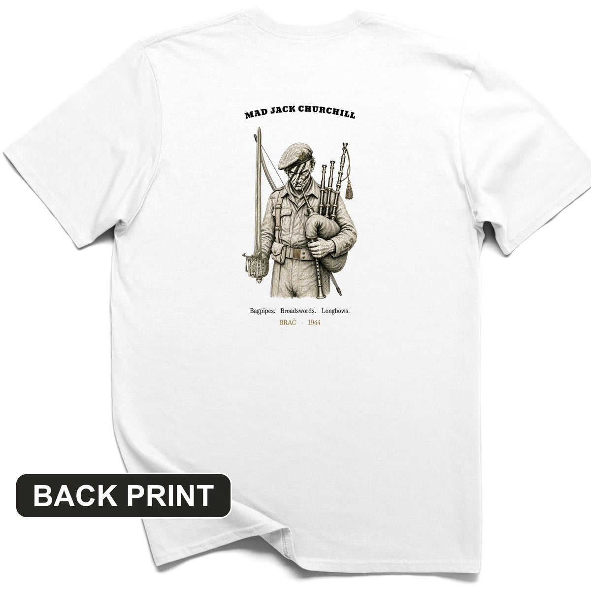 Mad Jack Churchill Back Print T-Shirt