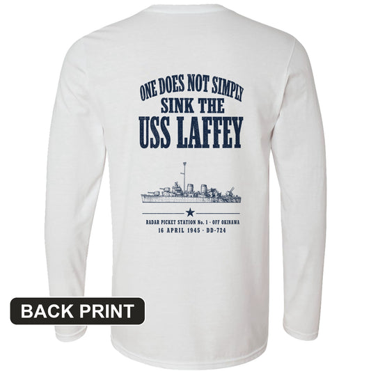 One Does Not Simply Sink The USS Laffey Back Print Long Sleeve T-Shirt