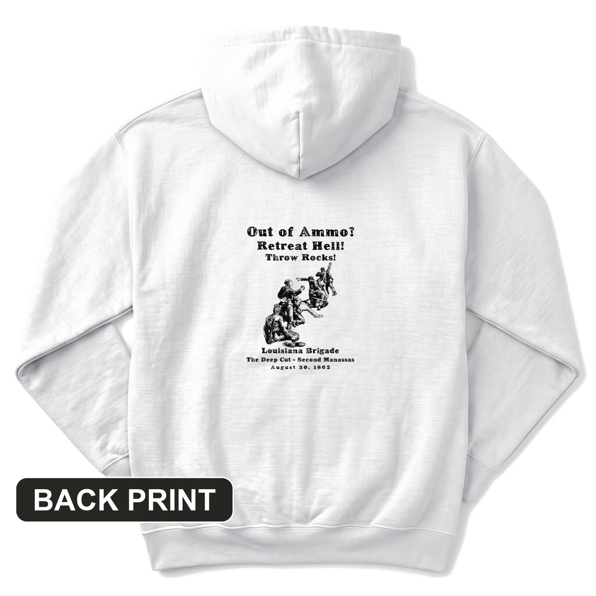 Out Of Ammo Throw Rocks Back Print Hoodie
